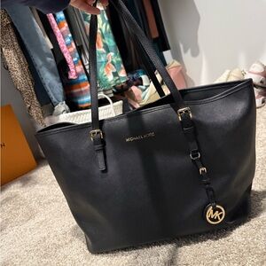Michael Kors Black Tote with Gold Accents